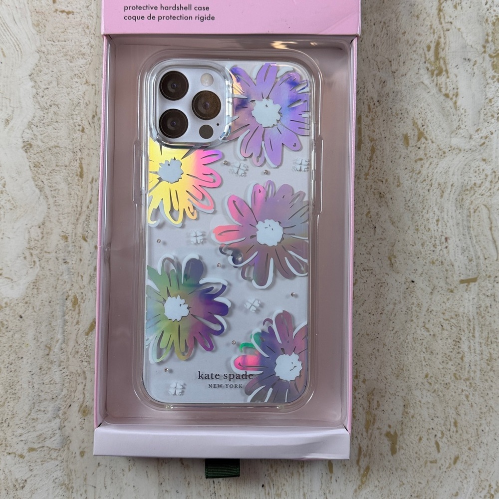Kate Spade hardshell case Daisy iridescent foil/clear/gems iPhone 12 Pro Max - Picture 4 of 7